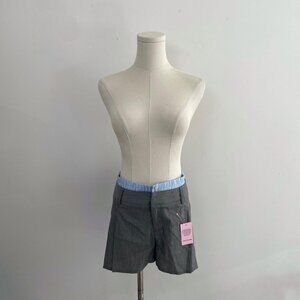 Prettylittlething Grey Woven Stripe Contrast  Lime | Women’s Size Medium